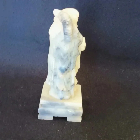 Vintage Chinese Hand Carved Soapstone Figurine Shou Lao - Picture 6 of 7